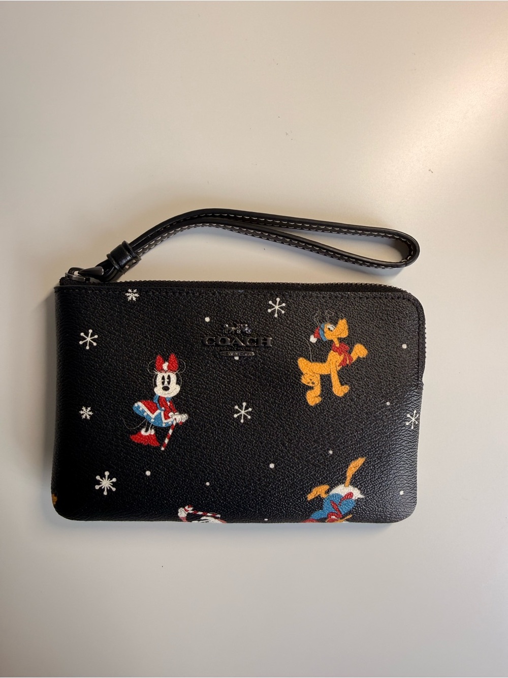 Limited Edition COACH Disney Minnie & Pluto Black Wristlet